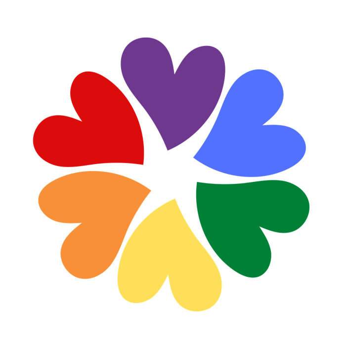 Rainbow hearts to represent pride